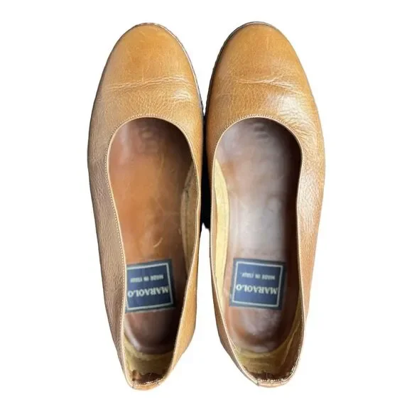 Maraolo Italian Leather Flats Loafer Womens US 8.5 EUR 39 Brown - Picture 8 of 10
